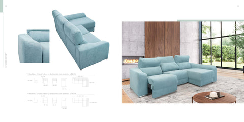 Sofá Duque chaise longue com 2 deslizantes / Em Opção 1 Relax eletrico